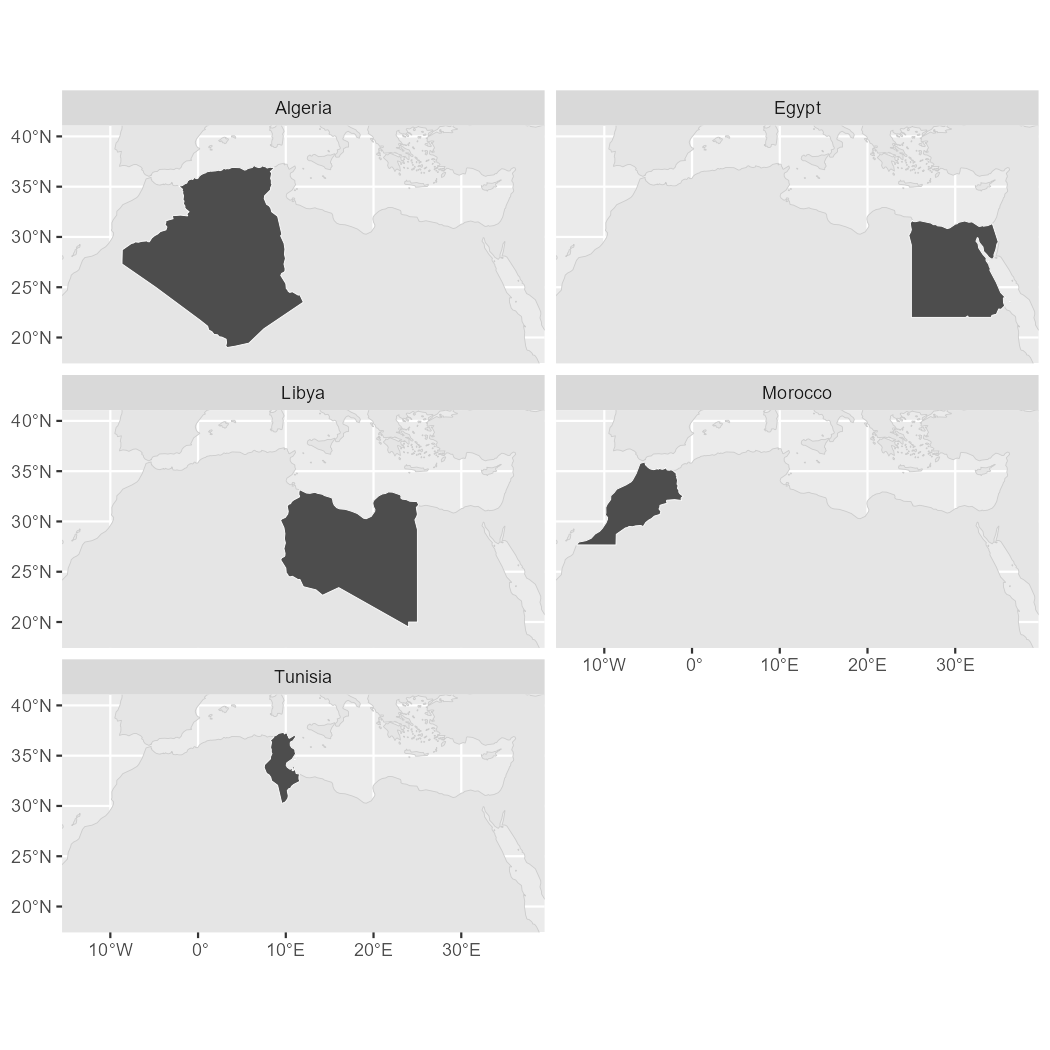 Political map of North Africa