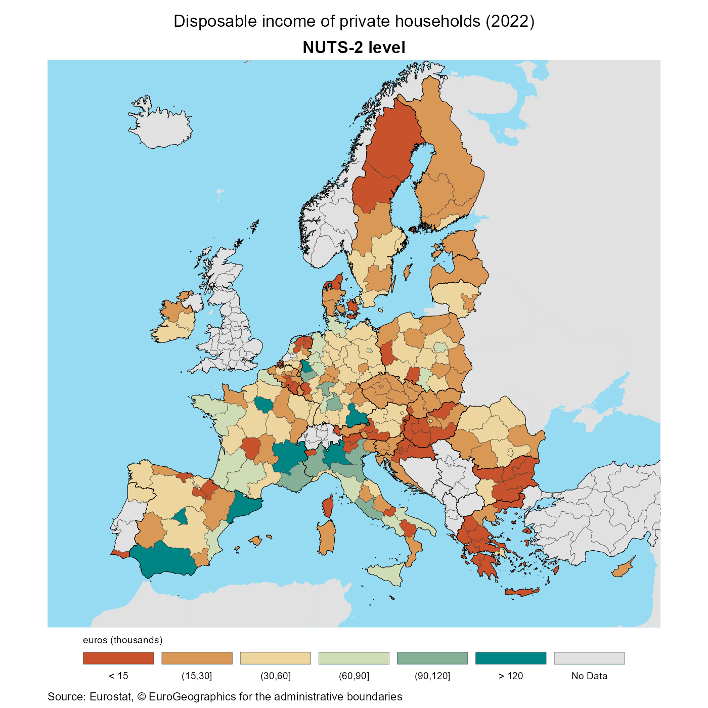 Disposable income of private households by NUTS 2 regions (2022)