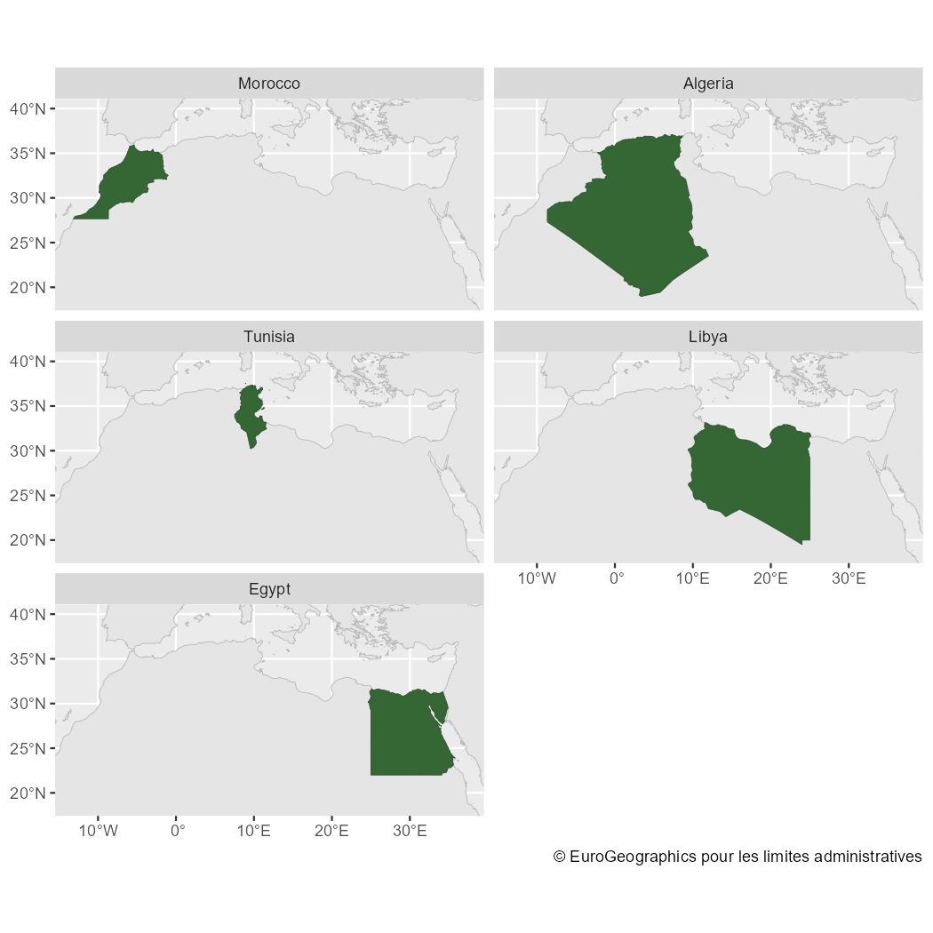 Political map of North Africa