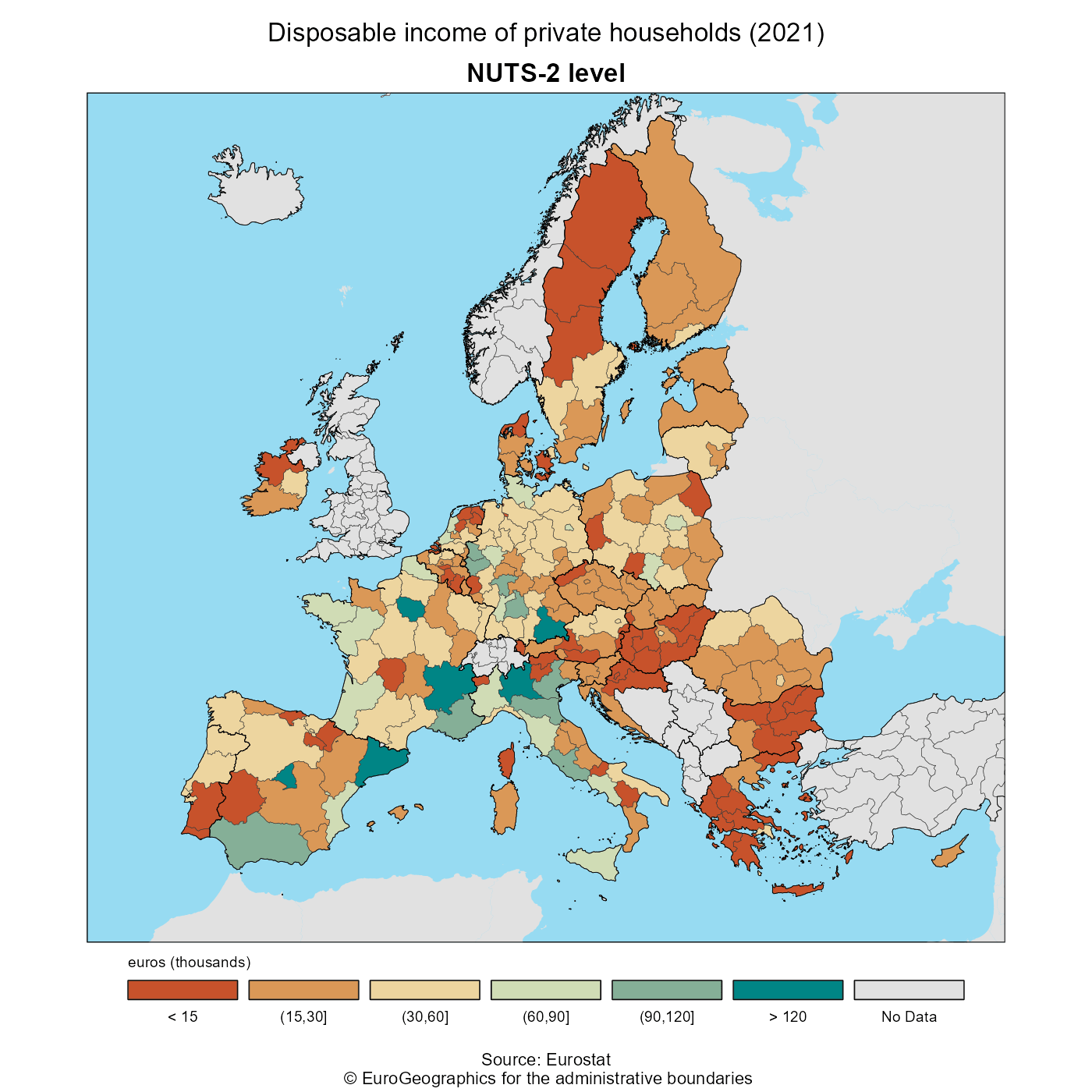 Disposable income of private households by NUTS 2 regions (2021)